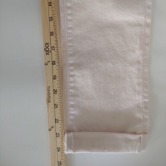 Ann Taylor LOFT Modern Straight Cuffed Cropped Jeans Pants in Light Pink 24/00 - Picture 12 of 12